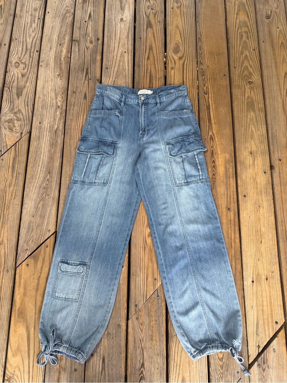 HIDDEN Jeans Cargo Drawstring Cuff Baggy Jeans Light Wash 28